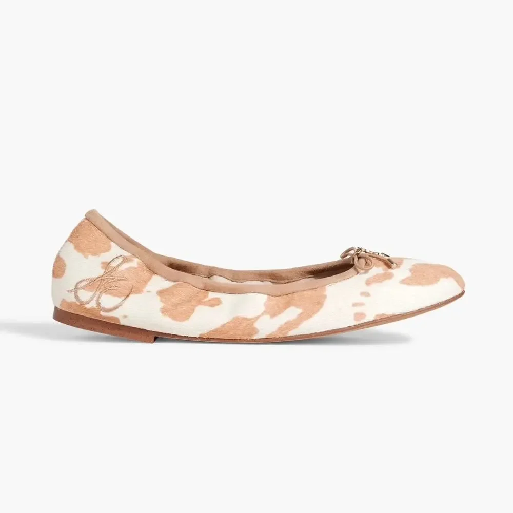 NIB Sam Edelman Felicia 9M Ballet Flats Printed Calf Hair Natural Ivory - Picture 3 of 9